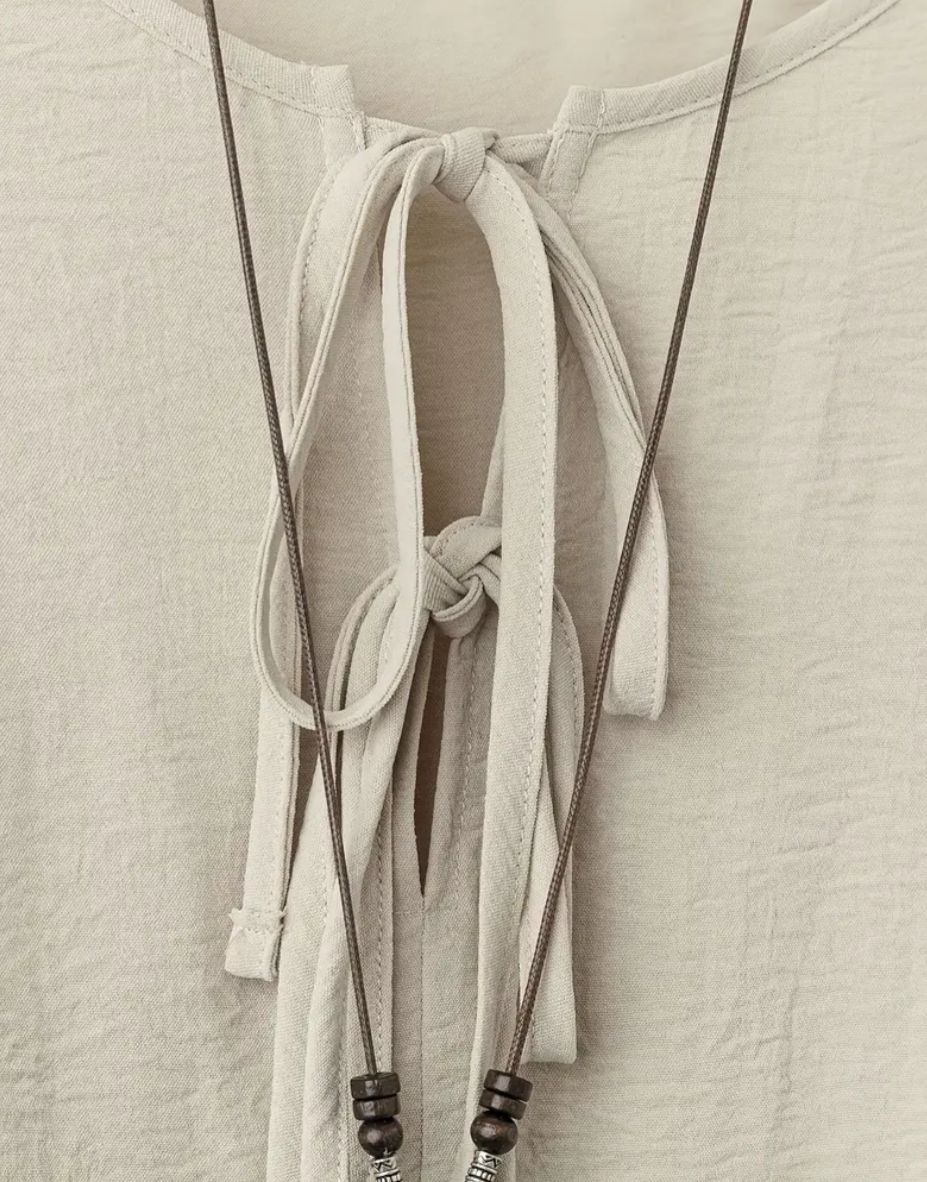 Summer Women'S Casual Pant Set: Elegant Blue & White Floral Print Straight-Leg Trousers with Tie Front Detail