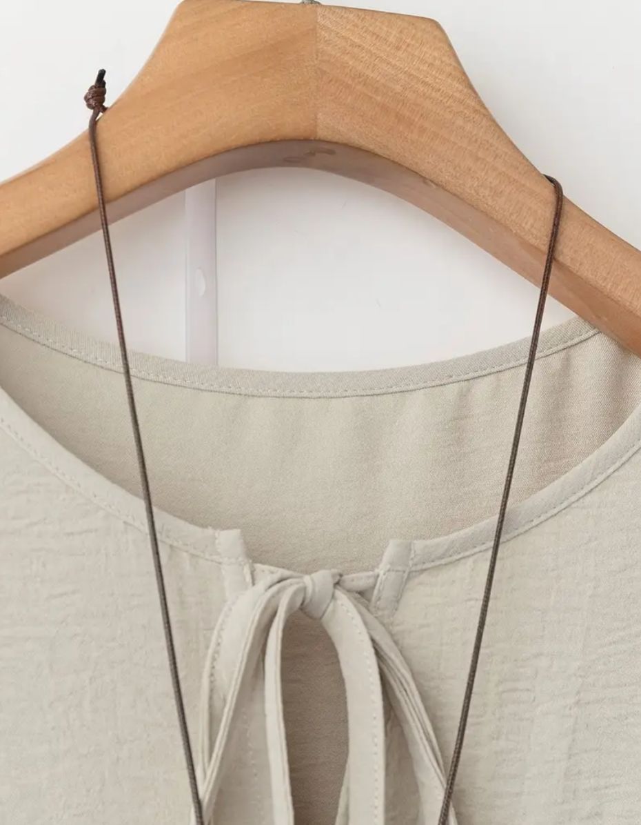 Summer Women'S Casual Pant Set: Elegant Blue & White Floral Print Straight-Leg Trousers with Tie Front Detail